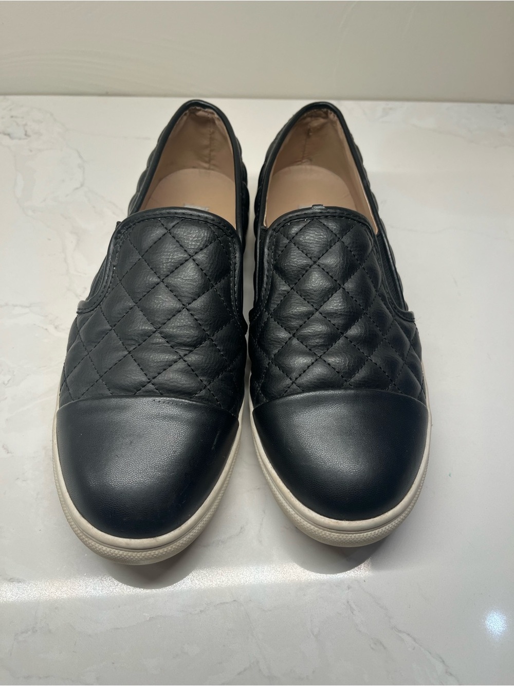 Steve Madden Black Quilted Leather Slip-On Sneakers
